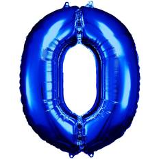 Birthdays Number Balloons Amscan Talballon Blå Metallic Tal 0