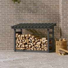 vidaXL Firewood Rack Grey 108x64.5x78 cm Solid Wood Pine