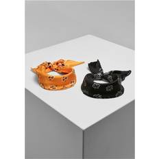 Urban Classics Urban Classics Unisex satin 2-pack bandana, svart/orange, en