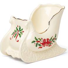 Red Bowls Lenox Holiday Sleigh Centerpiece Candy Jar Bowl