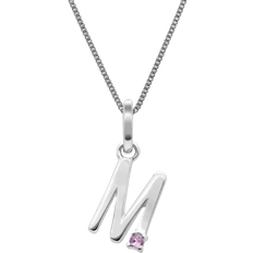 Gemondo Initial Letter Charm Necklace - White Gold/Purple