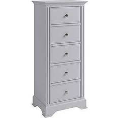 White Storage Boxes K-Interiors Sherwood Ready Assembled Solid Wood 5 Drawer Tall Boy