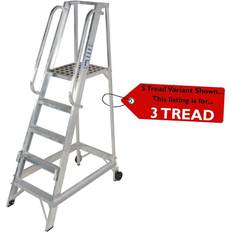 Loops 3 Tread 0.8m Aluminium Warehouse Picking Steps & Handrail Narrow Aisle Stairs