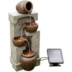 Teamson Home Tiered Wall Fountain with Bowls and Pots