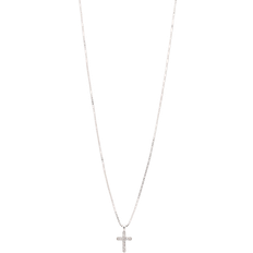 Pilgrim Clara Cross Necklace - Silver/Transparent