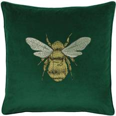 Hortus Embroidered Bee Soft Velvet Complete Decoration Pillows Green