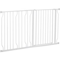 Safety stair gate Pawhut Pressure Fit Pet Gate Extra Wide Stair Gate for Dogs White