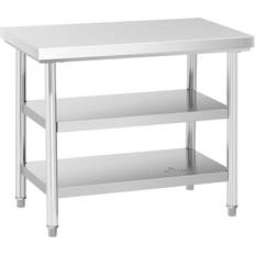 Royal Catering Rostfri arbetsbänk 100 x 60 cm 600 kg 3 hyllplan RCWT-100X60-3L-E