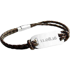 Treat Republic Personalised Men's Bracelet - Silver/Brown