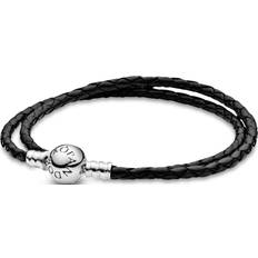 Black - Women Bracelets Pandora Moments Double Bracelet - Black/Silver