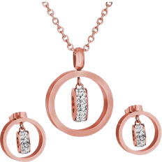 Rose Gold Jewellery Sets Swarovski Revolution Charm Pendant and Earrings - Rose Gold/Transparent