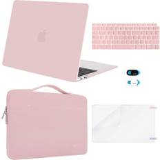 MOSISO Compatible with MacBook Air 13 inch Case 2022 2021 2020 2019 2018 Release A2337 M1 A2179 A1932 Retina Display, Plastic Hard Shell&Bag&Keyboard Skin&Webcam Cover&Screen Protector, Rose Quartz