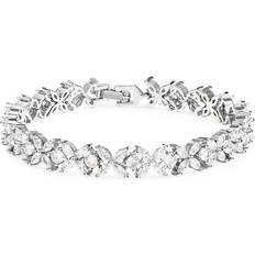 Jon Richard Floral Tennis Bracelet - Silver/Transparent