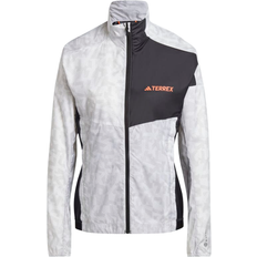 White - Women Jackets Adidas Terrex Trail Running Windbreaker - White/Grey Two