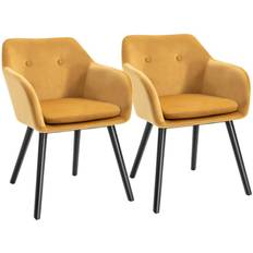 Yellow Kitchen Chairs Homcom Modern Kitchen Chair 74cm 2pcs