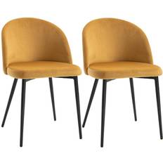 Polyester Kitchen Chairs Homcom Modern Contemporary Camel Kitchen Chair 77cm 2pcs