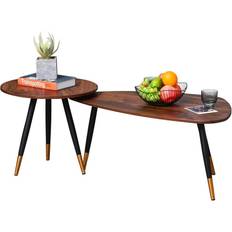 Brown Nesting Tables Homcom Coffee Nesting Table