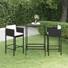 Black Outdoor Bar Sets Garden & Outdoor Furniture vidaXL 3 Piece Outdoor Bar Set