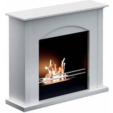 Firenze Freestanding Bioethanol Eco Fireplace with White Wood Fire Surround White