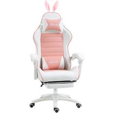 Headrest Cushion Gaming Chairs Vinsetto Racing Gaming Chair with Footrest Removable Rabbit Ears, Pink