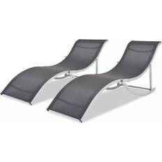 Black Sun Beds vidaXL Folding Sun Loungers 2