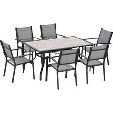 Plastic Patio Dining Sets Garden & Outdoor Furniture OutSunny 84B-839 Patio Dining Set, 1 Table incl. 6 Chairs