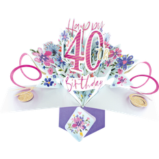 Birthdays Party Decorations Second Nature Pop Ups Table Decorations 40th Birthday Flowers Card