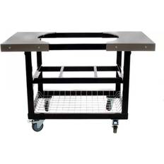 Primo Steel Cart With Stainless Steel Side Tables For Oval Junior - PG00320 - Black