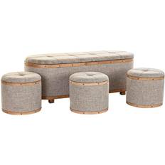 Dkd Home Decor Natural Beige Foot Stool