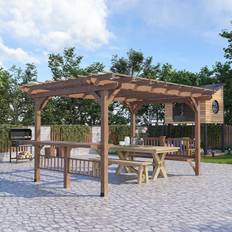 OutSunny OutSunny 14' 10' Pergola, Wooden Gazebo Grill Canopy