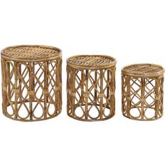 Dkd Home Decor Set of 3 Natural wicker Nesting Table