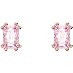 Swarovski Rectangle Stilla Stud Earrings - Rose Gold/Pink