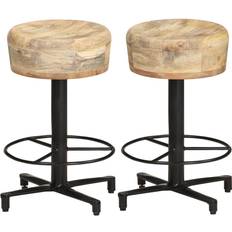 vidaXL 2x Solid Mango Wood Bar Stool