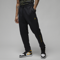 Men - Yellow Trousers Nike Paris Saint-Germain Fleece Pants Black/Tour Yellow Black