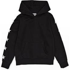 Printed cotton-blend jersey hoodie black Y