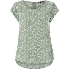 Loose Blouses Only Printed Top with Short Sleeves - Green/Lily Pad