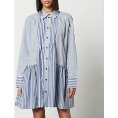 Grey - Stripes Dresses Ganni Blue Striped Minidress 758 Gray Blue DK