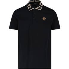 Versace Greca Short-Sleeved Polo Shirt - Black