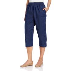 Alfred Dunner Womens Classics Denim Pull On Capri Pants Denim