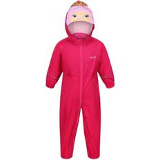Rain Overalls Regatta Girl's Childrens/Kids Charco Princess Waterproof Puddle Suit Pink/Fuchsia
