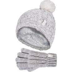 Heat Holders Girl's Glacier Peak Hat & Gloves - Oatmeal Twist