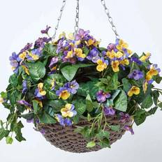 Yellow Baskets Homescapes Purple and Yellow Pansy Artificial Basket 38cm