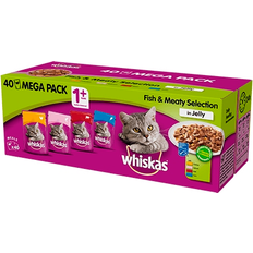 Whiskas Cats - Wet Food Pets Whiskas Adult Wet Cat Food Fish & Meat in Jelly Mega Pack 40x100g