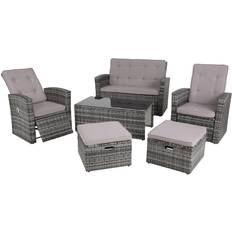 tectake grey Garden rattan Outdoor Lounge Set