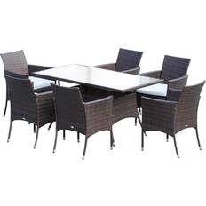 Aluminium - White Patio Dining Sets OutSunny 6-Seater Patio Dining Set, 1 Table incl. 6 Chairs