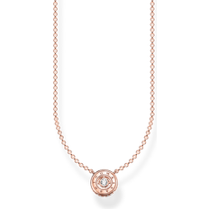 Thomas Sabo Sterling Silver Rose Gold Plated Circle White Stone Necklace KE1881-416-14