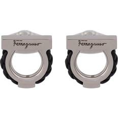 Ferragamo Salvatore Gancini Leather Rope Cufflinks Silver