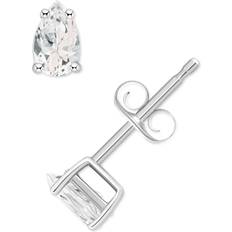 14k White Gold Pear Shape Birthstone Stud Earrings, Women's