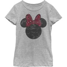 Fifth Sun Girl's Mickey & Friends Minnie Mouse Distressed Leopard Bow Child T-Shirt Athletic Heather