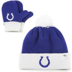 '47 Infant Indianapolis Colts Bam Bam Cuffed Knit Hat With Pom and Mittens Set - Royal/White